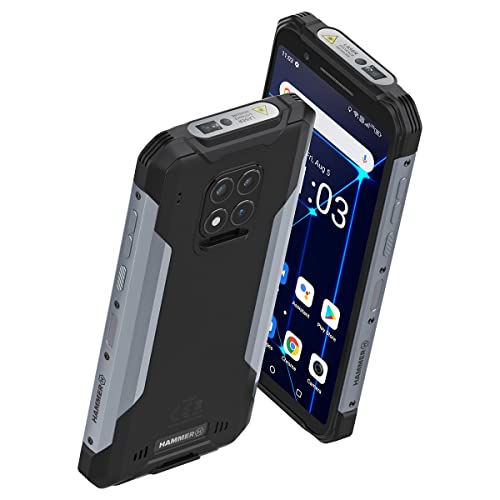 HammerConstruction 6" IPS, IP69 Robusto Smartphone Militar, Resistente al Agua, a Prueba de Golpes, a Prueba de Polvo, Mega batería 6000mAh, Dual SIM, 128GB de Memoria, Dual SIM, GPS - Plata