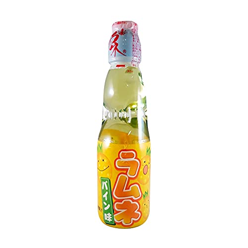Hatakosen - Ramune Bebida Gaseosa Japonesa Sabor Piña Sellada Con Canica 200Ml