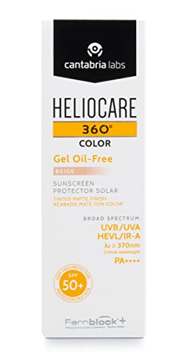 Heliocare 360º Color Gel Oil-Free SPF 50+ - Fotoprotección Avanzada con Color, Textura Ligera, Pieles Mixtas o Grasas, Acabado Mate y Tacto Seco, Beige, 50ml
