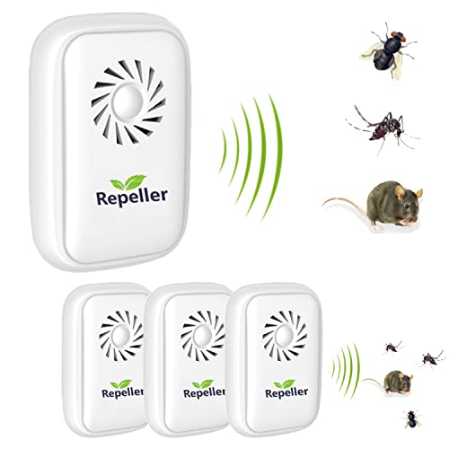 HENESE 4 Piezas Repelente Electrónico de Insectos de Interior,Trampas para Mosquitos,Ahuyentador de Plagas para Mosquitos,Pesticida Ultrasónico para el Control de Plagas