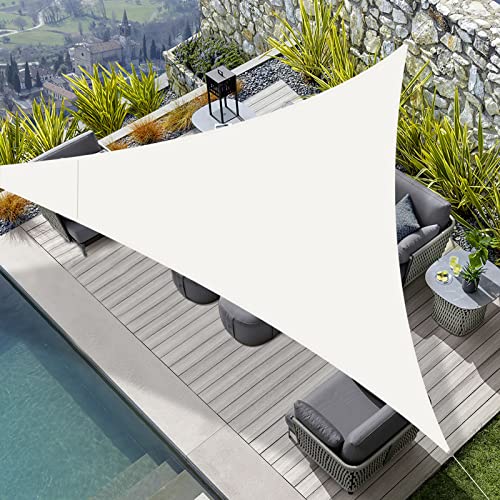 HENG FENG Toldo Vela de Sombra Impermeable Triangular 4x4x5.65m Poliéster Protección Rayos UV Resistente para Terraza Patio Exterior Jardín Color Beige