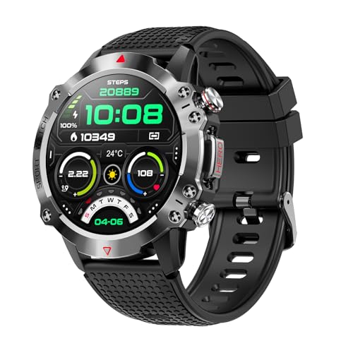 HENLSON Reloj Inteligente Hombre, 1.39" HD 360 * 360 Smartwatch Hombre con Llamadas Bluetooth, Smartwatch con 107 Deportes Modos y Oxígeno en Sangre/Podómetro/Presión Arterial,para Android iOS