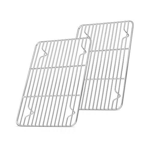 Herogo - Rejilla de enfriamiento de Acero Inoxidable (2 Unidades, rectangulares, Rejillas de enfriamiento para freír, Hornear, Enfriar, 24,8 x 19 x 1,5 cm