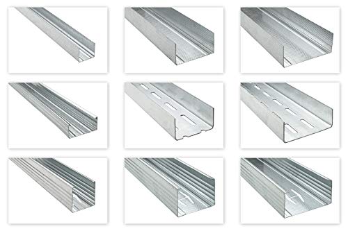 HEXIM Perfil de techo UD 28/27 – Gran selección de perfiles de construcción en seco para colgar en el techo y como soporte – Paquete de envío: 6 unidades de 2 metros