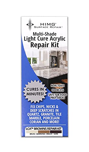 HIMG Brown Tones - Kit de reparación de acrílico de curado ligero para granito, mármol y acrílico
