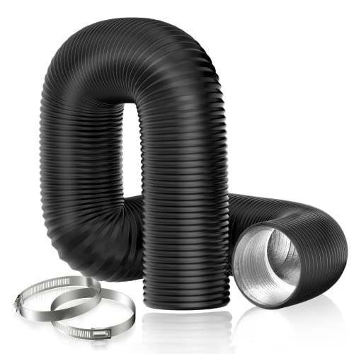 Hon&Guan Tubo de Manguera de Ventilación Tubo Aire Flexible di Aluminio PVC para Extractor de Aire, Climatización, Secadora(ø100mm*5m, Negro)