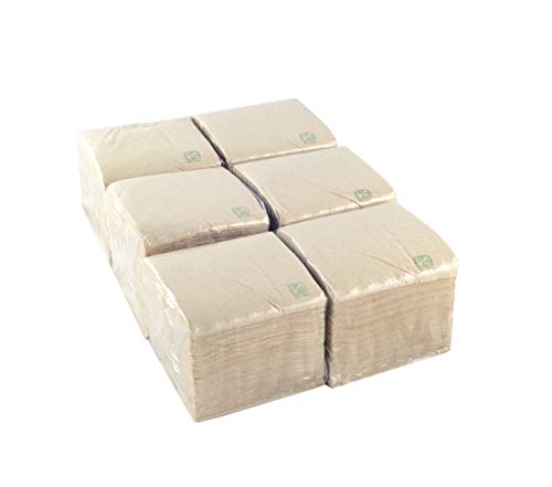 Hostelnovo - 600 Unidades de servilletas ecológicas para Cocktail Marca Bio-Eco - Color Natural - Papel Tissue 100% reciclable - Micropunto - 10x10 cm (plegadas) y 20x20 cm (desplegadas)