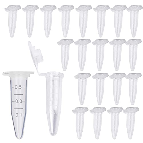 HUAZIZ 300Pcs Tubo Centrifuga Transparente 0,5 ml Muestra de Tubo de Ensayo de Laboratorio con Tapa a Presión,Micro Tubos Graduado de Ensayo Cónico,Recipiente de Almacenamiento Vial para Laboratorio