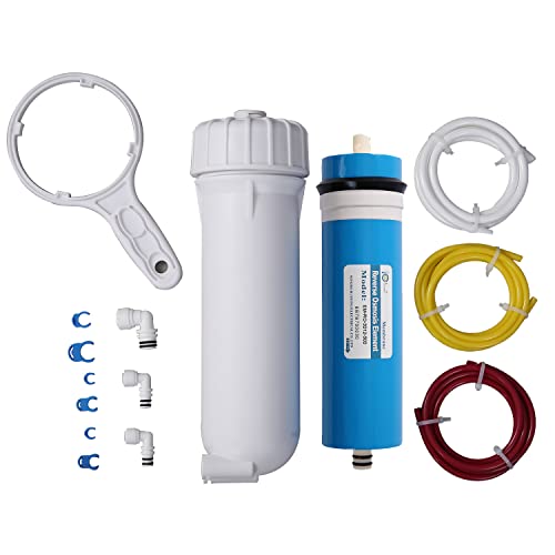 HUINING 3012-500GPD Kit de carcasa de membrana de ósmosis inversa con conector rápido 3/8 1/4, tubo de agua, llave inglesa, juego completo compatible con sistema de filtración