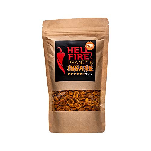 I LOVE SPICY Hellfire Peanuts Insane 300 g Cacahuetes Extremadamente Picantes Condimentados con Chile Carolina Reaper, Grado de Picante 5/5