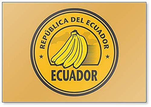 Imán para nevera con el sello con el plátano y el nombre de Ecuador