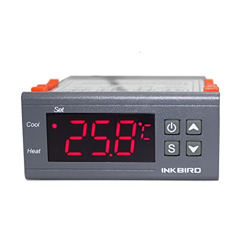 Inkbird ITC-1000 Termostato Digital Calefacción y Refrigeración con Sonda 220v, LCD Display y 2 Relés Control de Temperatura para Fabricación de cerveza, Reptiles incubadora, Acuarios marino