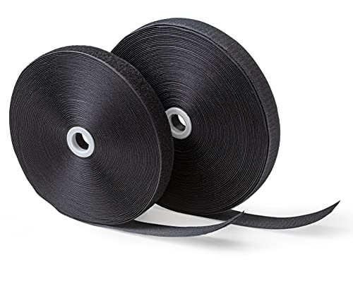 IPEA Belcro de Coser de 20 mm Negro – 25 Metros de Longitud – Cinta de Belcro para Costura (no adhesiva) – Tira Extra Fuerte para Decoración del Hogar Ropa, Casa – Cuerda Gancho y Anillo