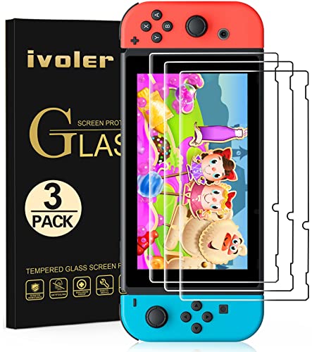 ivoler [3 Unidades Protector de Pantalla para Nintendo Switch, Cristal Vidrio Templado Premium
