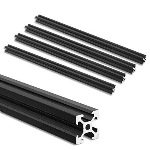 JiGiU 4 Piezas 400mm Perfiles de Aluminio 20 * 20 V-Slot Riel Lineal Anodizado Estándar Europeo para Impresora 3D Máquinas CNC de Bricolaje (Negro)