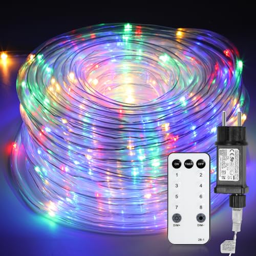Jopassy 30M Tubo de LED, 220V LED Navidad, IP65 Impermeable Luces Exterior Manguera LED, LED Luces de Tira de Manguera con 8 Modos y Controlador,para Decoración Jardín,Casa, Colorido