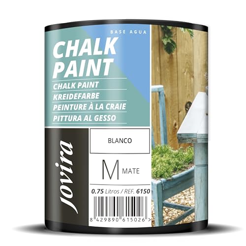 JOVIRA PINTURAS Pintura Tiza - Chalk Paint al Agua Mate. Renueva tus muebles con creatividad. (750 Mililitros, Blanco)