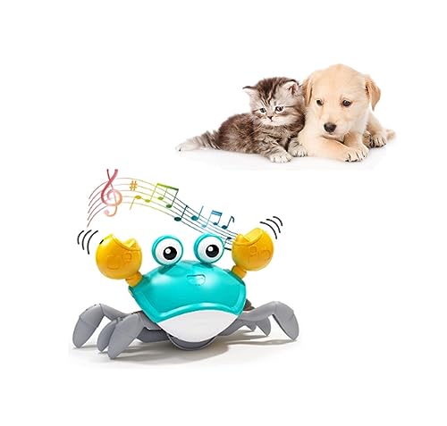 Juguetes for perros de cangrejo que se arrastran, juguete for perros y gatos con sensor de evitación de obstáculos, juguetes interactivos for perros, juguetes de cangrejo que bailan con sonidos de mús