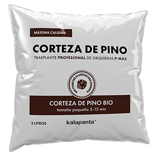 Kalapanta - Bark, sustrato orquideas Profesional y especifico, Corteza de Pino marítimo 100% Natural de Primera Calidad, Ideal para replantar Todas Las orquídeas, 2L (Tamaño Pequeño | 5-15 mm)