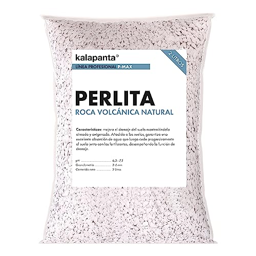 Kalapanta - Perlita Natural Roca Volcánica Expandida para Jardin, Huertos, Plantas De Interior, 2 L. Mejora El Drenaje Y Evita El Estancamiento De Agua En El Suelo.
