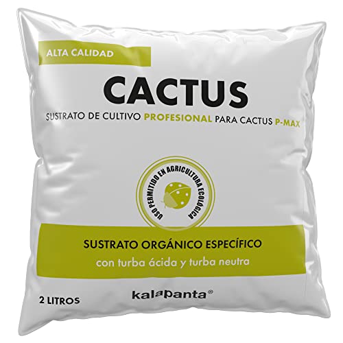 Kalapanta - Sustrato especifico para Cactus, suculentas y Plantas crasas, Bolsa de 2 litros. Origen 100% organico. Calidad Profesional. Permitido en Agricultura ecològica