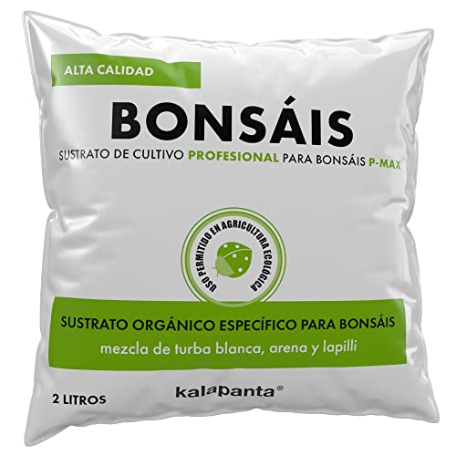 Kalapanta - Sustrato para Bonsái. Mezcla de turba Rubia, Arena y Lapilli. Calidad Profesional. Orgánico, 2 litros. Suelo 100% orgánico, Permitido en Agricultura ecològica