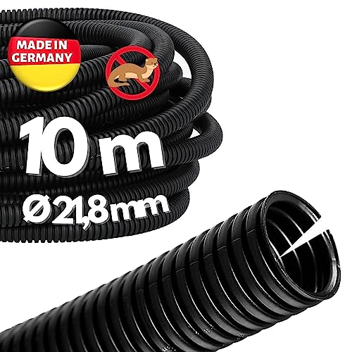 Kalitec - Tubo corrugado ranurado NW 22, 10 m, tubo corrugado abierto I tubo protector de martas I 25,5 mm ID 21,8 mm