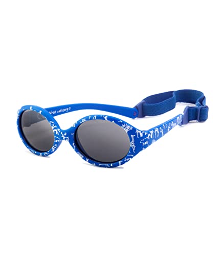 Kiddus Gafas de sol Polarizada para bebe, niño y niña. A partir de 0 meses. Filtro Solar UV400. 100% Protección Flexibles, Seguras, Confortables, Resistentes. Animales Azul