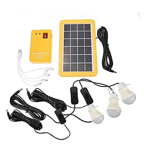 Kit de Sistema de generador de Panel de energía Solar for el hogar con 3 Bombillas LED Lámpara Solar Luz de Emergencia 4 Cabezas Carga USB for jardín al Aire Libre (Color : 3W-3Bulb, Size : Type)