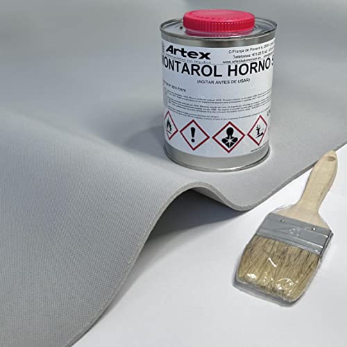 Kit para tapizar techo de coche y puertas - 2 Metros x 1,45 m de tela Gris foamizada + 1 L de cola para tapicería + brocha.