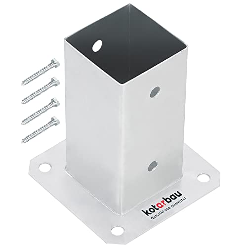 KOTARBAU® Base para Poste 7x7 cm Zincada Acero Anclaje Suelo Base Atornillable Soporte para Postes de Madera Cuadrados Soporte Poste Madera Galvanizado en Caliente Base Poste Madera