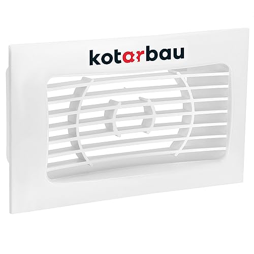 KOTARBAU® Rejilla de ventilación de sistema de 140 x 90 mm con válvula de retorno con brida, 110 x 55 mm, rectangular, rejilla de ventilación de plástico blanco, para conducto de ventilación y zulú