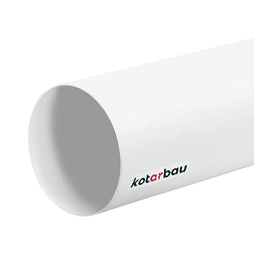 KOTARBAU® Tubo de ventilación de 150 cm, Canal redondo, Ø 100 mm, Tubo de plástico redondo, Blanco, Sistema de tubos redondos de PVC, Conexión de tuberías, Conducto de escape, Conducto de suministro