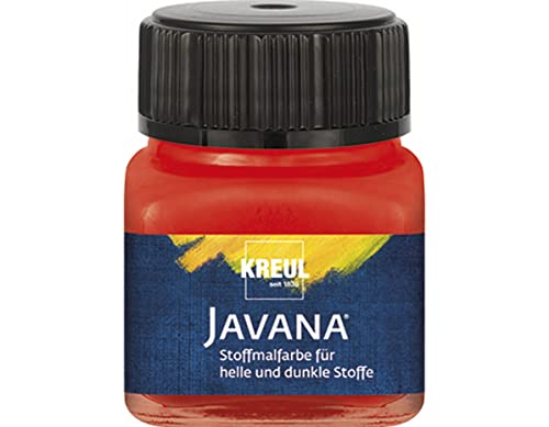 Kreul Javana 90963 - Pintura para telas claras y oscuras, cristal rojo, 20 ml, color brillante a base de agua, carácter pastoso, para sellar y estampar