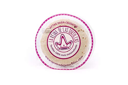 La Reina de las Tortillas - Tortillas Mexicanas de Maíz Blanco 23 uds aprox 100% Nixtamalizado, Líder gastronomía mexicana. Ideal para Fajitas. Apta para Celíacos. Pack de 500 gr Al Vacío, 12 cm..