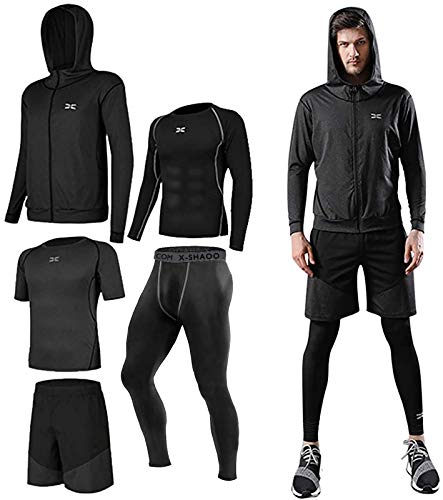 Lachi Juego de 5 piezas de entrenamiento para hombre ropa de gimnasio para correr