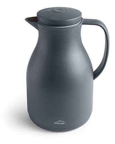 Lacor 62563 62563-Jarra Termo Libre de BPA con Doble Pared y Capa de Vidrio en el Interior, Gris Mate, 1'00 L, 1 Liter, Polipropileno
