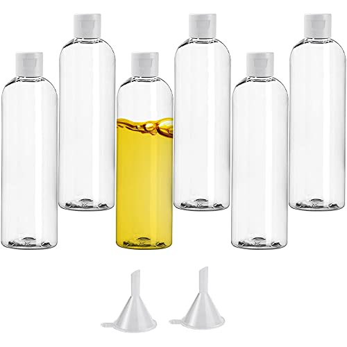 LAISHUNHE 6 Botellas de Viaje, 100ml de Plástico con 2 Embudos Pequeños, Botellas de Viaje Vacías para Líquidos, Lociones Cosméticas, Cremas Líquidas.