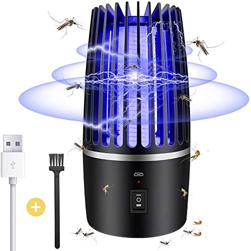 Lámpara Antimosquitos, 2 en 1 Mata Mosquitos Electrico, 4000 mAh USB Recargable UV Mosquito Lámpara Trampa para Insectos, Moscas, Polillas, para Interiores y Exteriores