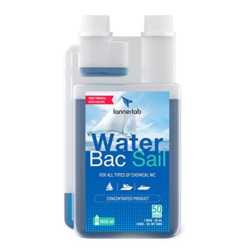 LannerLab, Eco Producto WaterBac Sail Liquido Enzimático 2 en 1 Concentrado para WC Químico Barco, 50 Dosis, Para Deposito Aguas Negras/Grises. (1L)
