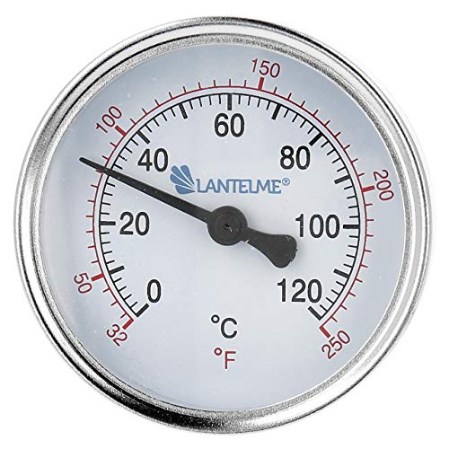 Lantelme Termómetro de calefacción 120 °C manga de inmersión termómetro de esfera de agua fría negro Termómetro de calefacción analógico bimetálico 4672