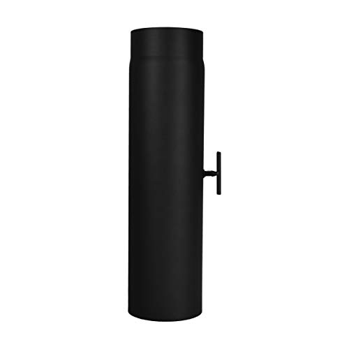 LANZZAS Tubo de estufa de 500 mm con válvula de mariposa, diámetro de 160 mm, color: negro, tubo de escape de humos, tubo de chimenea
