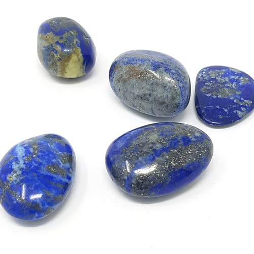 Lapislazuli Piedras Naturales de Chakras - 5 cristales curativos con propiedades sanadoras - Piedras energeticas para mejorar la comunicación y la paz interior | Essenciales