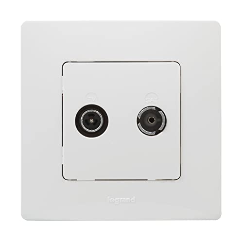 Legrand 396448 Enchufe o Toma para Televisión, Radio, Satélite Intermedia de la Gama Niloé Monoblock, Mecanismo Completo, Blanco