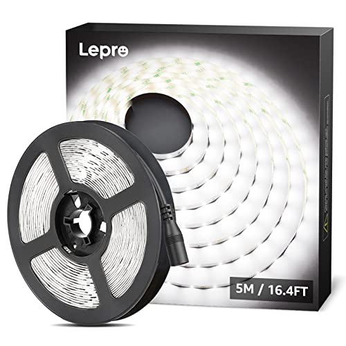 Lepro Tira Luces LED 5 Metros, 300LED SMD 2835, Blanco Frío 6000K, 12V No Impermeable, para Habitacion, Techo, Escaparate, Muebles, etc. no incluido fuente de alimentación