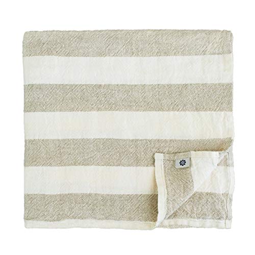Linen & Cotton Muy Suave Toallas de Baño Marcus de 100% Puro Lino Lavado, 30 x 50cm, Blanco/Natural