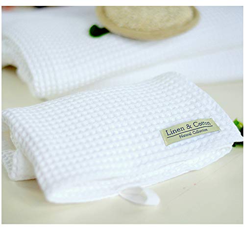 Linen & Cotton Toallas de Mano/Baño Leila- 100% Algodón, 80 x 140cm, Blanco
