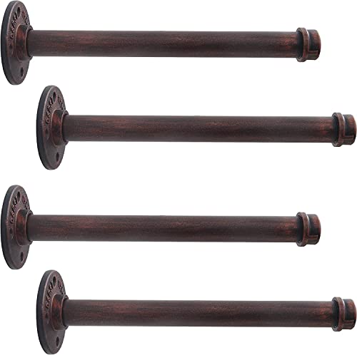 LINKPIPES Soporte de estante, paquete de 5 soportes flotantes rústicos montados en la pared, estantería industrial de tubería resistente para madera (8 pulgadas, bronce)