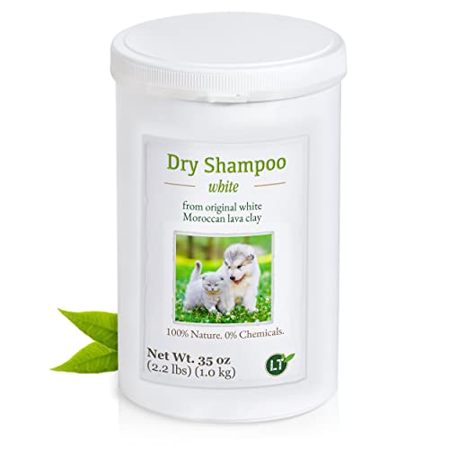 LT-Naturprodukte Champú en seco para perros y gatos White | Especial para pelo blanco | con lavavera blanca marroquí | para el cuidado del pelaje sin productos químicos | 1 kg