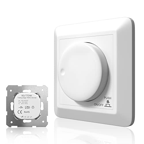 Luxvista Regulador Intensidad de Luz LED Dimmer Switch para 5-300W LED/incandescentes/halógenas Regulables AC200-240V Dimmer LED Giratorio de Montaje Empotrado Push on/off con Función de Memoria